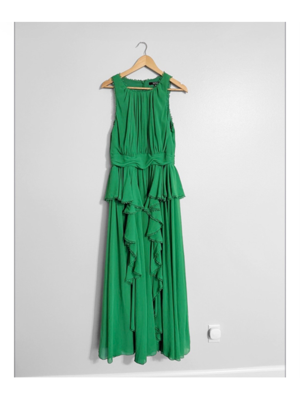 Badgley Mischka Plus Size Chiffon Tiered Ruffle Gown Dress - Picture 2 of 9